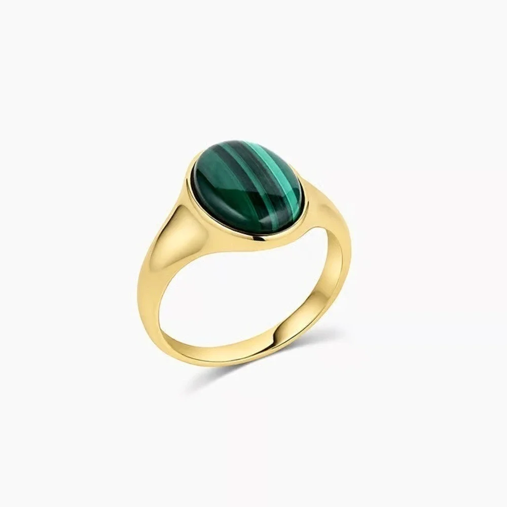 Gorjana New‎ Size 8 18k Gold Plated Brass Lou Malachite Green Gemstone Ring